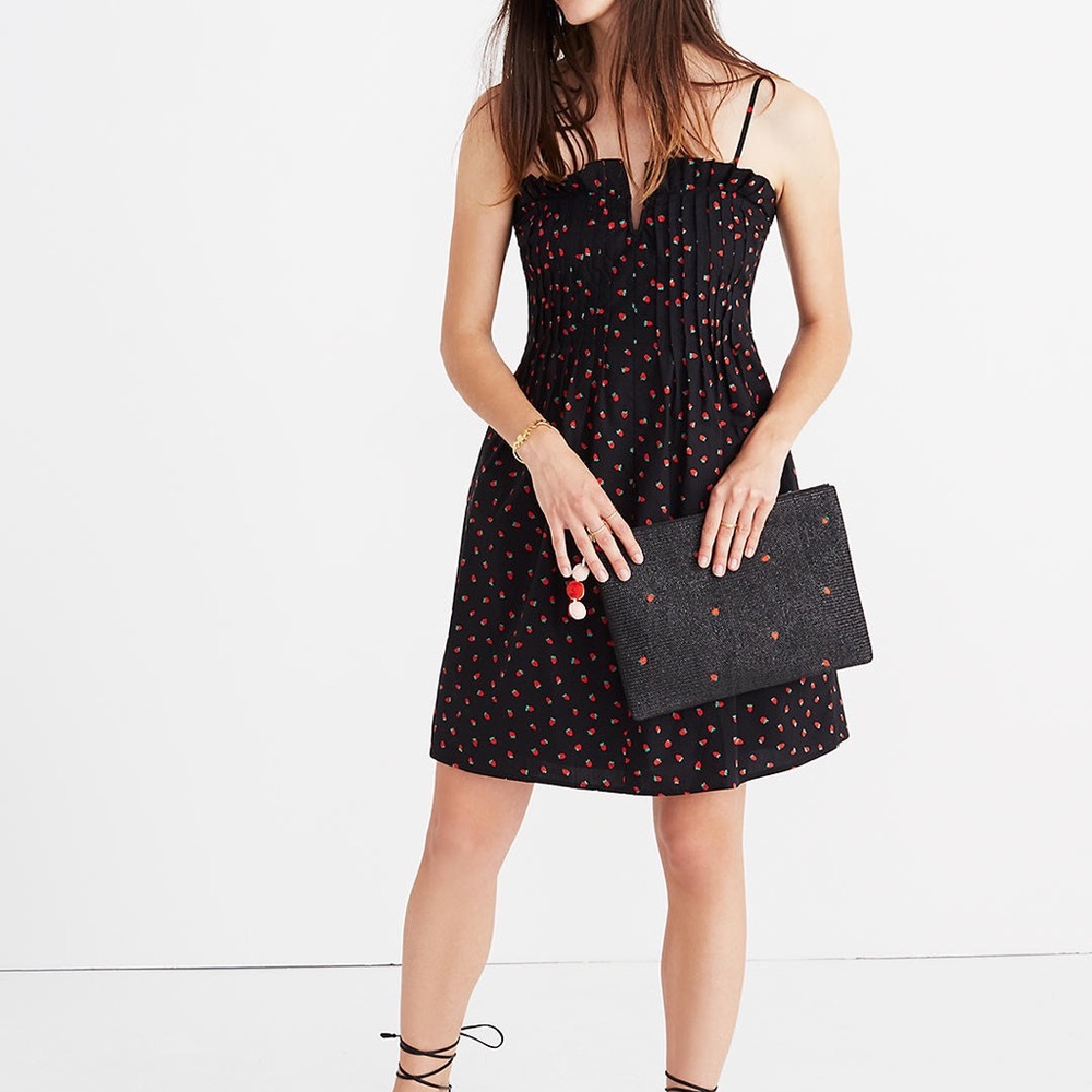 Madewell Pintuck Cami Dress in Fresh Strawberries